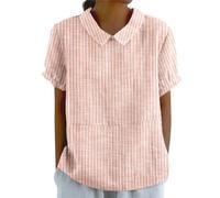 Angebote des Tages Heute Sale Bekleidung Black Friday Angebote 2025 Ab Wann T-Shirt Leinenbluse Sommer Baumwoll Leinen Oberteile Vintage Einfarbig Tunika Bluse Basic Kurzarm Shirt Oberteil Damen