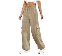 Angebote des Tages Heute, Sommerhosen Damen Trainingsanzug Damen Leicht Sporthose Mit Taschen Elastische Taille Sweathose Workout Laufenhose Schlupfhose Damen Sporthosen Für Damen(Light Brown,L)