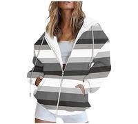 Angebote Des Tages Norweger Pullover Damen Bomberjacke Damen Hoodie Oversize Sportjacke Oversized Y2K Kapuzenjacke Gestreifter Kordelzug Sweatjacke Mit Kapuze Flauschiger Pullover Damen (Gray, S)