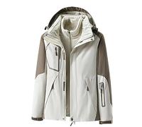 Angebote Klamotten Damen Jacke Winter Mantel Herbstjacke Patchwork, Doppelt Verdickt, Wind- Und Regendicht, Kapuzenmantel, Atmungsaktive Outdoor-Jacke Steppmantel Damen Leicht