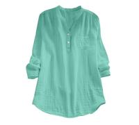 Angebote Kleidung Musselin Bluse Damen Baumwolle Leinen Shirt V Ausschnitt Longbluse Oversize Langarm Leinenbluse Sommer Oberteile Tunika Leinenshirt Leicht Und Luftig