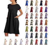Angebote Sale 2024 Freizeitkleider Für Damen Strandkleid Damen Große Größen Baumwolle Kleider Damen Kurzarm Loose Casual Long Kleider Frauen Knielang Kleider Meine Bestellungen Anzeigen 24