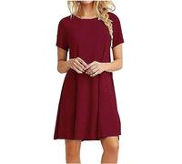 Angebote Sommerkleid Damen Leinen Kleider Einfarbig Casual Strandkleid Kurzarm Kleid Strandkleid Lang Boho Kleid Mädchen Angebote des Tages Heute Angebote des Tages Heute