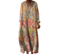 Angebote Tages Blitzangebote, Midikleid Damen Sommer, Strandkleid Lang Maxikleider V Ausschnitt Sommerkleider Leicht Und Luftig Boho Kleid Elegante Midikleid Freizeitkleid, Damen Sommerkleid