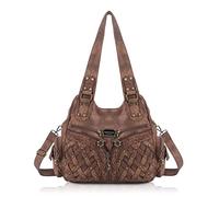 Angel Barcelo Geldbörsen und Handtaschen für Damen, Schultertasche, Griff oben, Hobo-Tasche, modisch, gewaschen, PU-Leder, Braun, Einheitsgröße