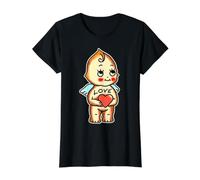 Angel Kewpie Baby Amor Cherub Love Traditional Tattoo Flash Preisgünstiges Grafik-T-Shirt, Damen, Schwarz, M