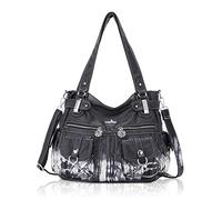 Angel Kiss Tasche Damen Handtasche Schultertasche Damenhandtasche Umhängetaschen Lederhandtasche Tragetasche Tote Shopper Groß Hobo taschen Henkeltaschen (Tie Dye Schwarz)