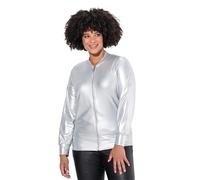 Angel of Style Damen große Größen Übergrößen Plus Size Blouson, Silber-Metallic, Zipper Silber 52 835611131-52