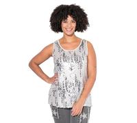 Angel of Style Damen große Größen Übergrößen Plus Size Blusentop, A-Linie, Pailletten/Mesh Silber 52 839129131-52