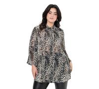 Angel of Style Damen große Größen Übergrößen Plus Size Chiffonbluse, Leomuster, 3/4-Trompetenärmel Soft Granit 46 840160305-46