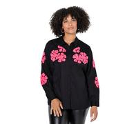 Angel of Style Damen große Größen Übergrößen Plus Size Hemdbluse, A-Linie, Blüten-Stickerei, Langarm schwarz 50 846607100-50