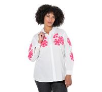 Angel of Style Damen große Größen Übergrößen Plus Size Hemdbluse, A-Linie, Blüten-Stickerei, Langarm schneeweiß 50 846607200-50