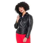 Angel of Style Damen große Größen Übergrößen Plus Size Jacke, Bikerjacke, Lederoptik, Rosen-Rückendruck schwarz 50 839199100-50