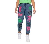 Angel of Style Damen große Größen Übergrößen Plus Size Jeans, Bunte Drucke, 5-Pocket, Elastiksaum Blue Denim 52 831364902-52