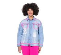 Angel of Style Damen große Größen Übergrößen Plus Size Jeansjacke, Oversized, Schriftzug, Neon-Kanten Light Blue 54 839306901-54