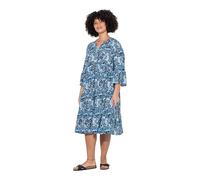 Angel of Style Damen große Größen Übergrößen Plus Size Kleid, A-Linie, Musselin, Leo-Muster, Volants Mattes blau 50 841921726-50
