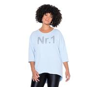 Angel of Style Damen große Größen Übergrößen Plus Size Longshirt, Oversized, No.1-Motiv aus Ziersteinchen zartes hellblau 46+ 848283703-46+