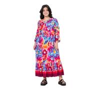 Angel of Style Damen große Größen Übergrößen Plus Size Maxikleid, A-Linie, Batikprint, Volants samtrot 52 840841550-52