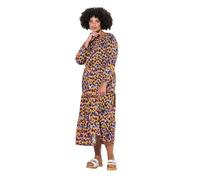 Angel of Style Damen große Größen Übergrößen Plus Size Maxikleid, Color-Leomuster, Volants orange 54 835615655-54