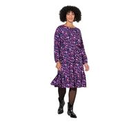 Angel of Style Damen große Größen Übergrößen Plus Size Midikleid, A-Linie, Blumenmuster, Langarm, Volant schwarz 48 848237100-48