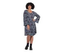 Angel of Style Damen große Größen Übergrößen Plus Size Plisseekleid, A-Linie, Allovermuster, Trompetenärmel schwarz 44 844457100-44