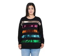 Angel of Style Damen große Größen Übergrößen Plus Size Sweatshirt, Bequeme Passform, Pailletten-Streifen schwarz 48 846272100-48