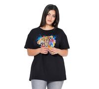 Angel of Style Damen große Größen Übergrößen Plus Size T-Shirt, Boxy Fit, Farbiger Tigerkopf schwarz 42 843655100-42