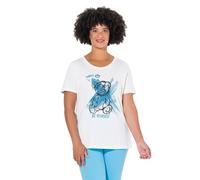 Angel of Style Damen große Größen Übergrößen Plus Size T-Shirt, Boxy Fit, Teddy-Motiv, Halbarm mineralblau 44 835613749-44