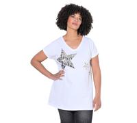 Angel of Style Damen große Größen Übergrößen Plus Size T-Shirt, Komfort Fit, Pailletten-Sternen schneeweiß 44 842493200-44