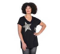 Angel of Style Damen große Größen Übergrößen Plus Size T-Shirt, Komfort Fit, Pailletten-Sternen, x Miamoda schwarz 52 842493100-52