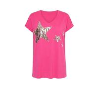 Angel of Style Damen große Größen Übergrößen Plus Size T-Shirt, Komfort Fit, Pailletten-Sternen, x Miamoda hibiskuspink 52 842493510-52