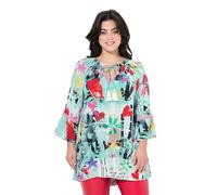 Angel of Style Damen große Größen Übergrößen Plus Size Tunika-Bluse, floraler Comic-Druck, 3/4-Ärmel smaragd 44 840276431-44