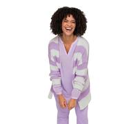 Angel of Style Damen große Größen Übergrößen Strickjacke, Oversized, Blockstreifen, offene Form, V-Ausschnitt, Langarm Flieder 52 201797800-52