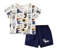 Angel ZYJ Babykleidung Set Jungen Mädchen Baumwolle Kurzarm Cartoon Print T-Shirt + Shorts Sommer-Outfits (3-4 Jahre alt, style 6)