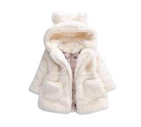 Angel ZYJ Mädchen Fellmantel Winterjacke Kunstpelz Jacke Baby Mädchen Herbst Winter Mantel Warm Jacke mit Kapuze Wollmantel Kapuzenjacke (Beige, 2-3 Jahre)