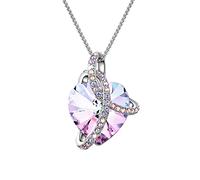 Angelady Halskette für Frauen,Pink Lila Classic Herz Anhänger Halskette Mutter Geschenk für Mutter Mutter Frau Frauen mit Kristallen,mit exquisiter Box