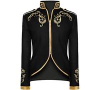 Angelaicos Unisex Military Blazer Prince Coats Drummer Parade Punk Officer Fitted Jackets, Schwarz, L