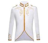 Angelaicos Unisex Military Blazer Prince Coats Drummer Parade Punk Officer Fitted Jackets, Weiss/opulenter Garten, L