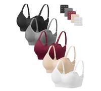 Angelhood Nursing Bra 3 Pack Womens Maternity Breastfeeding Bra Wireless Sleep Bra Bralette with Extenders & Clips