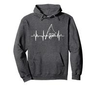 Angeln Herzschlag für Angler und Fischer Pullover Hoodie, Unisex für Erwachsene, Anthrazit Meliert, XL