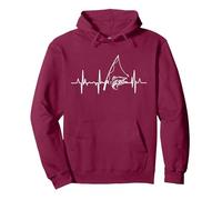 Angeln Herzschlag für Angler und Fischer Pullover Hoodie, Unisex für Erwachsene, Kastanienbraun, XXL