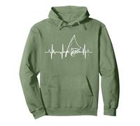 Angeln Herzschlag für Angler und Fischer Pullover Hoodie, Unisex für Erwachsene, Salbeigrün, XL