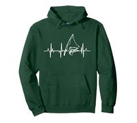 Angeln Herzschlag für Angler und Fischer Pullover Hoodie, Unisex für Erwachsene, Waldgrün, M