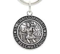 Angels-welcome St. Christophorus Versilberter Schlüsselanhänger Heiliger Schutz Patron für Autofahrer & Reisende Geschenk Begleiter Glücksbringer