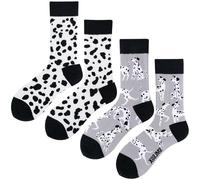 Angelteers 2 Paar Cartoon-Tier-Crew-Socken, lustige Baumwollsocken für Damen, Dalmatiner, Einheitsgröße