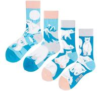 Angelteers 2 Paar Cartoon-Tier-Crew-Socken, lustige Baumwollsocken für Damen, eisbär, Einheitsgröße