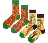 Angelteers 2 Paar Cartoon-Tier-Crew-Socken, lustige Baumwollsocken für Damen, Giraffe, Einheitsgröße
