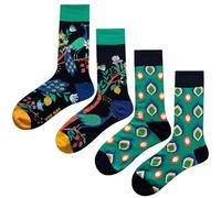 Angelteers 2 Paar Cartoon-Tier-Crew-Socken, lustige Baumwollsocken für Damen, Pfau, Einheitsgröße