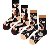 Angelteers 2 Paar Cartoon-Tier-Crew-Socken, lustige Baumwollsocken für Damen, Schlange, Einheitsgröße