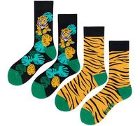 Angelteers 2 Paar Cartoon-Tier-Crew-Socken, lustige Baumwollsocken für Damen, tiger, Einheitsgröße